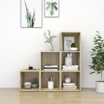 vidaXL Televizoriaus spintelių komplektas, 3 dalių, ąžuolo, MDP