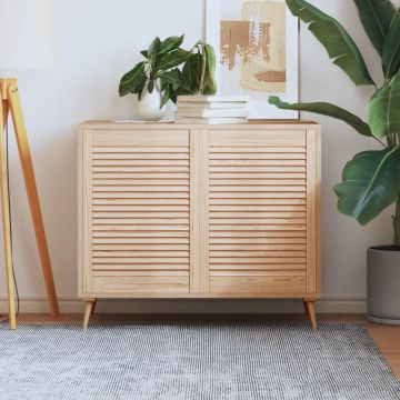 vidaXL Spintelės durelės, 2vnt., 69x49,4cm, pušis, žaliuzių dizaino