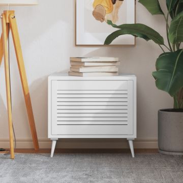 vidaXL Spintelės durelės, baltos, 39,5x59,4cm, pušis, žaliuzių dizaino