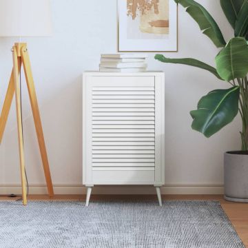 vidaXL Spintelės durelės, baltos, 69x49,4cm, pušis, žaliuzių dizaino