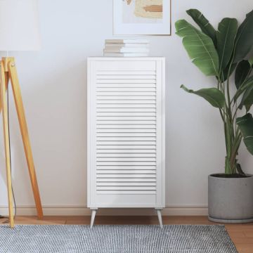 vidaXL Spintelės durelės, baltos, 99,3x49,4cm, pušis, žaliuzių dizaino