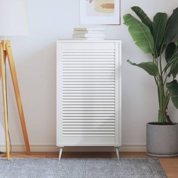 vidaXL Spintelės durelės, baltos, 99,3x59,4cm, pušis, žaliuzių dizaino