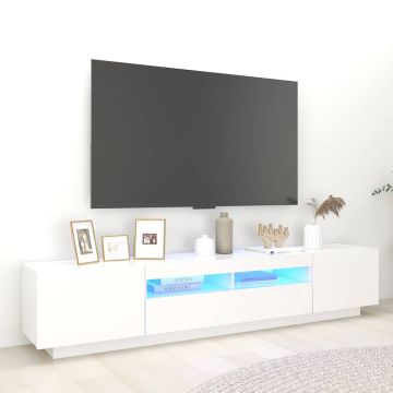 vidaXL Televizoriaus spintelė su LED apšvietimu, balta, 200x35x40cm