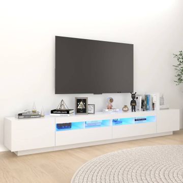 vidaXL Televizoriaus spintelė su LED apšvietimu, balta, 260x35x40cm