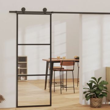 vidaXL Stumdomos durys su įrangos rinkiniu, 76x205cm, ESG ir aliuminis