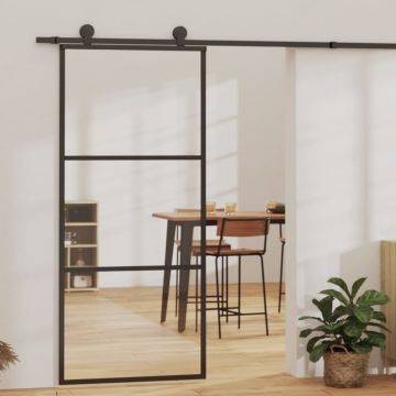 vidaXL Stumdomos durys su įrangos rinkiniu, 90x205cm, ESG ir aliuminis