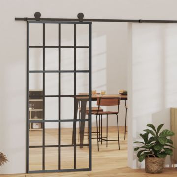 vidaXL Stumdomos durys su įrangos rinkiniu, 90x205cm, ESG ir aliuminis