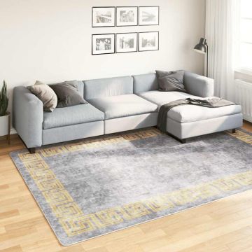 vidaXL Kilimas, pilkos spalvos, 190x300cm, neslystantis, skalbiamas