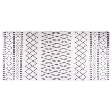 vidaXL Kilimas, juodos ir baltos spalvos, 80x300cm, neslystantis