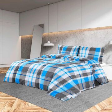 vidaXL Patalynės komplektas, mėlynas ir pilkas, 260x240cm, medvilnė