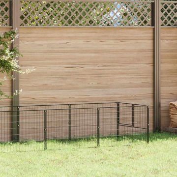 vidaXL Voljeras šunims, juodos spalvos, 10m², plienas