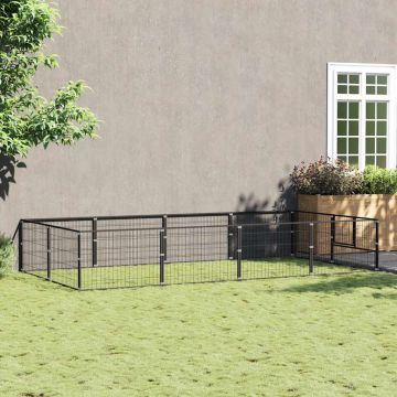 vidaXL Voljeras šunims, juodos spalvos, 8m², plienas