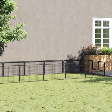 vidaXL Voljeras šunims, juodos spalvos, 10m², plienas