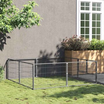 vidaXL Voljeras šunims, sidabrinės spalvos, 4m², plienas
