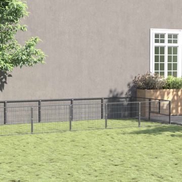 vidaXL Voljeras šunims, sidabrinės spalvos, 12m², plienas
