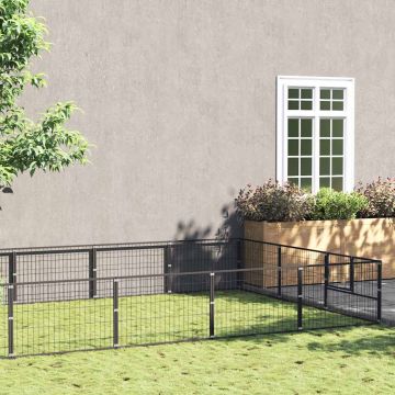 vidaXL Voljeras šunims, juodos spalvos, 27m², plienas