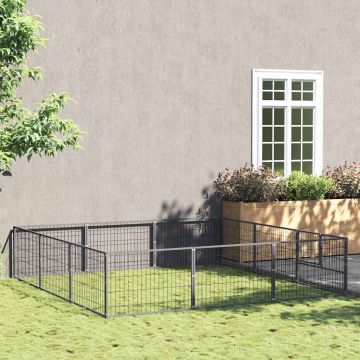 vidaXL Voljeras šunims, sidabrinės spalvos, 9m², plienas