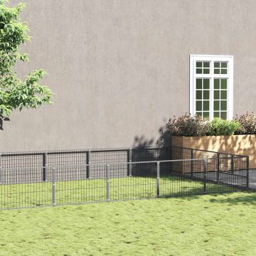 vidaXL Voljeras šunims, sidabrinės spalvos, 21m², plienas