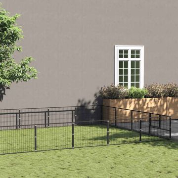 vidaXL Voljeras šunims, juodos spalvos, 40m², plienas