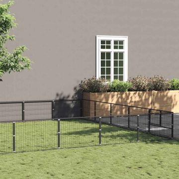 vidaXL Voljeras šunims, juodos spalvos, 25m², plienas