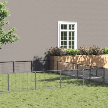 vidaXL Voljeras šunims, sidabrinės spalvos, 45m², plienas
