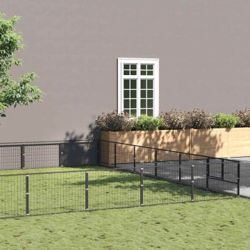 vidaXL Voljeras šunims, juodos spalvos, 54m², plienas