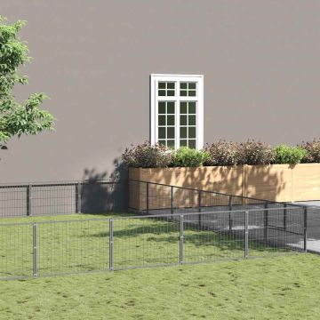 vidaXL Voljeras šunims, sidabrinės spalvos, 48m², plienas