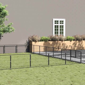 vidaXL Voljeras šunims, juodos spalvos, 56m², plienas