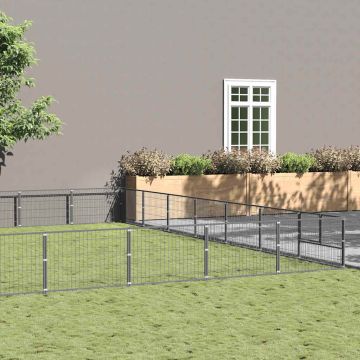 vidaXL Voljeras šunims, sidabrinės spalvos, 63m², plienas
