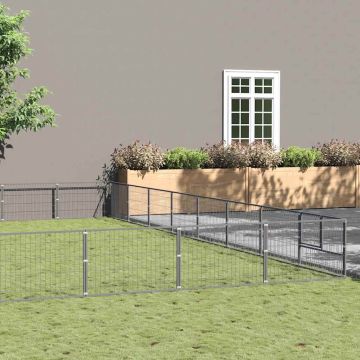 vidaXL Voljeras šunims, sidabrinės spalvos, 80m², plienas