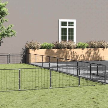 vidaXL Voljeras šunims, juodos spalvos, 90m², plienas