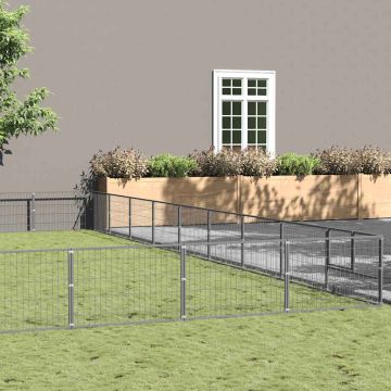 vidaXL Voljeras šunims, sidabrinės spalvos, 81m², plienas