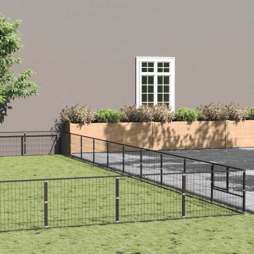 vidaXL Voljeras šunims, juodos spalvos, 100m², plienas