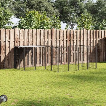 vidaXL Voljeras šunims, juodos spalvos, 6,05 m², plienas