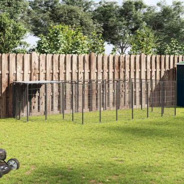 vidaXL Voljeras šunims, juodos spalvos, 8,47 m², plienas