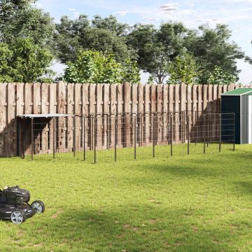 vidaXL Voljeras šunims, juodos spalvos, 10,89 m², plienas
