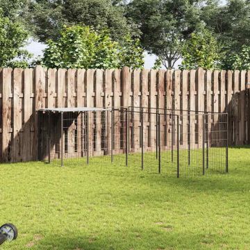 vidaXL Voljeras šunims, juodos spalvos, 8,47 m², plienas