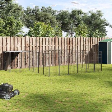 vidaXL Voljeras šunims, juodos spalvos, 12,1 m², plienas