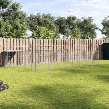 vidaXL Voljeras šunims, sidabrinės spalvos, 15,73 m², plienas
