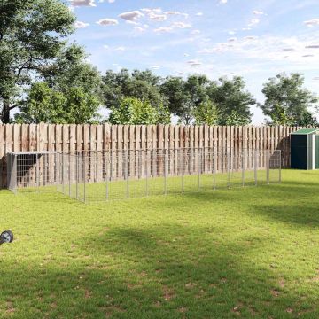 vidaXL Voljeras šunims, sidabrinės spalvos, 22,99 m², plienas