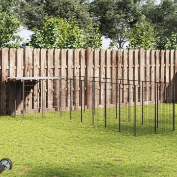 vidaXL Voljeras šunims, juodos spalvos, 6,05 m², plienas