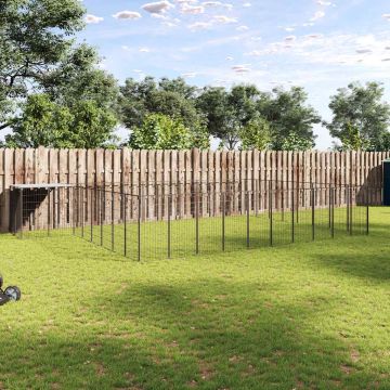 vidaXL Voljeras šunims, juodos spalvos, 25,41 m², plienas
