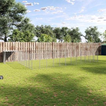 vidaXL Voljeras šunims, sidabrinės spalvos, 25,41 m², plienas