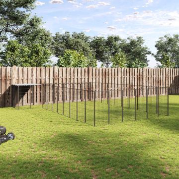 vidaXL Voljeras šunims, juodos spalvos, 19,36 m², plienas