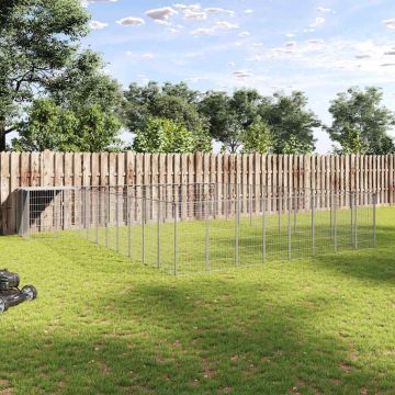 vidaXL Voljeras šunims, sidabrinės spalvos, 25,41 m², plienas