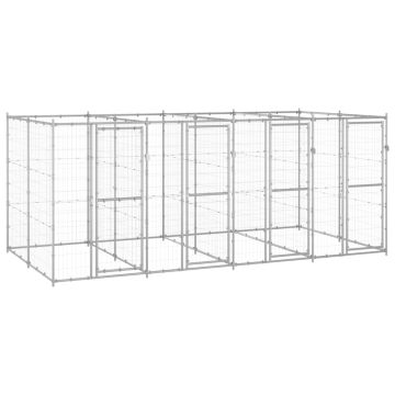 vidaXL Lauko voljeras šunims, galvanizuotas plienas, 9,68m²