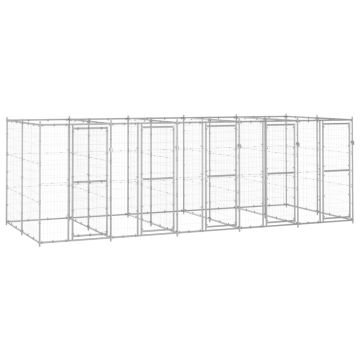 vidaXL Lauko voljeras šunims, galvanizuotas plienas, 12,1m²