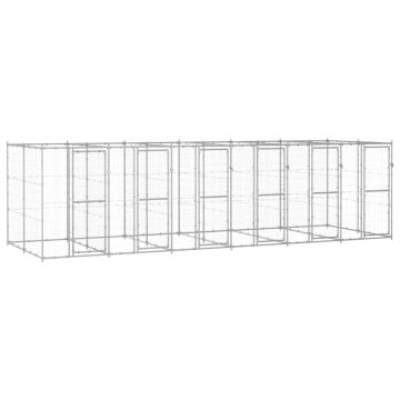 vidaXL Lauko voljeras šunims, galvanizuotas plienas, 14,52m²