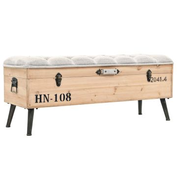 vidaXL Suoliukas-daiktadėžė, 110cm, eglės medienos masyvas
