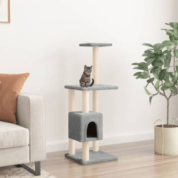 vidaXL Draskyklė katėms su stovais iš sizalio, šviesiai pilka, 104cm